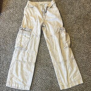 Altar'd State Men's Light Beige Striped Cargo Pants